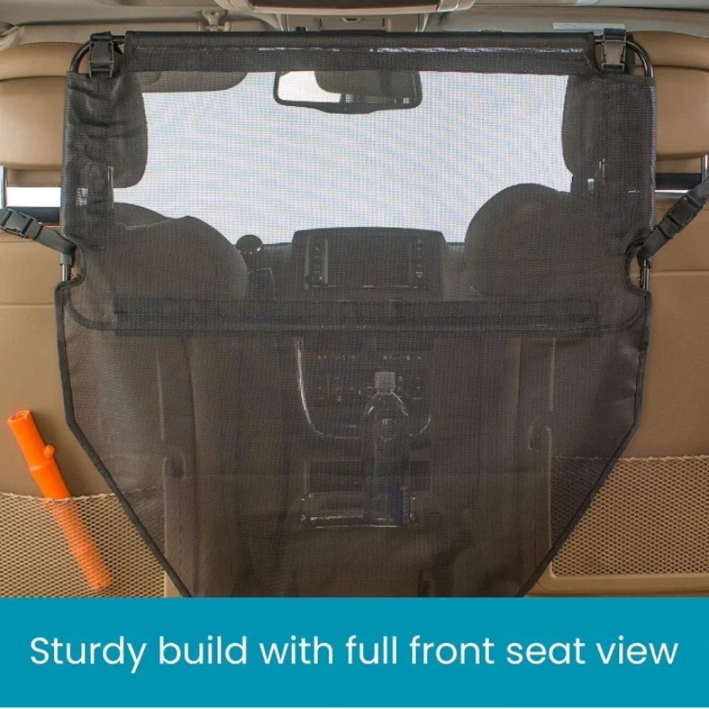 HIGH ROAD Dog Car Barrier with Full View Mesh Cover and Padded Steel Frame